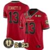Stetson Bennett Jersey #13 Georgia Bulldogs Football 2023 and Vince Dooley Patch Black Red All Stitched