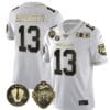 Stetson Bennett Jersey #13 Georgia Bulldogs Football 2023 Champions and Vince Dooley Patch White Gold All Stitched