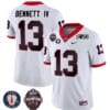 Stetson Bennett Jersey #13 Georgia Bulldogs Football 2023 Champions and Vince Dooley Patch White All Stitched