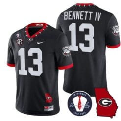 Stetson Bennett Jersey #13 Georgia Bulldogs Football Vince Dooley Patch Georgia Map Black All Stitched