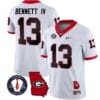 Stetson Bennett Jersey #13 Georgia Bulldogs Football Vince Dooley Patch Georgia Map White All Stitched