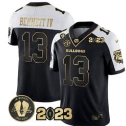 Stetson Bennett Jersey #13 Georgia Bulldogs Football 2023 and Vince Dooley Patch Alternate All Stitched