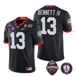 Stetson Bennett Jersey #13 Georgia Bulldogs Football 2023 Champions and Vince Dooley Patch Black All Stitched