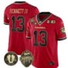 Stetson Bennett Jersey #13 Georgia Bulldogs Football 2023 Champions and Vince Dooley Patch Black Red All Stitched