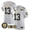 Stetson Bennett Jersey #13 Georgia Bulldogs Football White Gold All Stitched