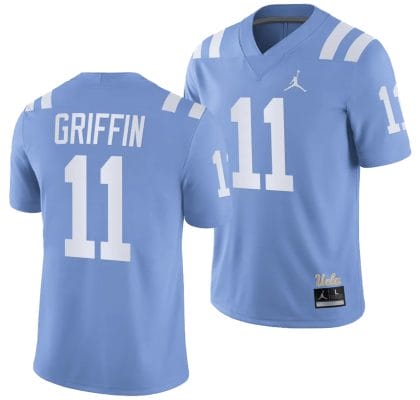 UCLA Bruins Chase Griffin Jersey #11 Alternate Game Light Blue Football Uniform