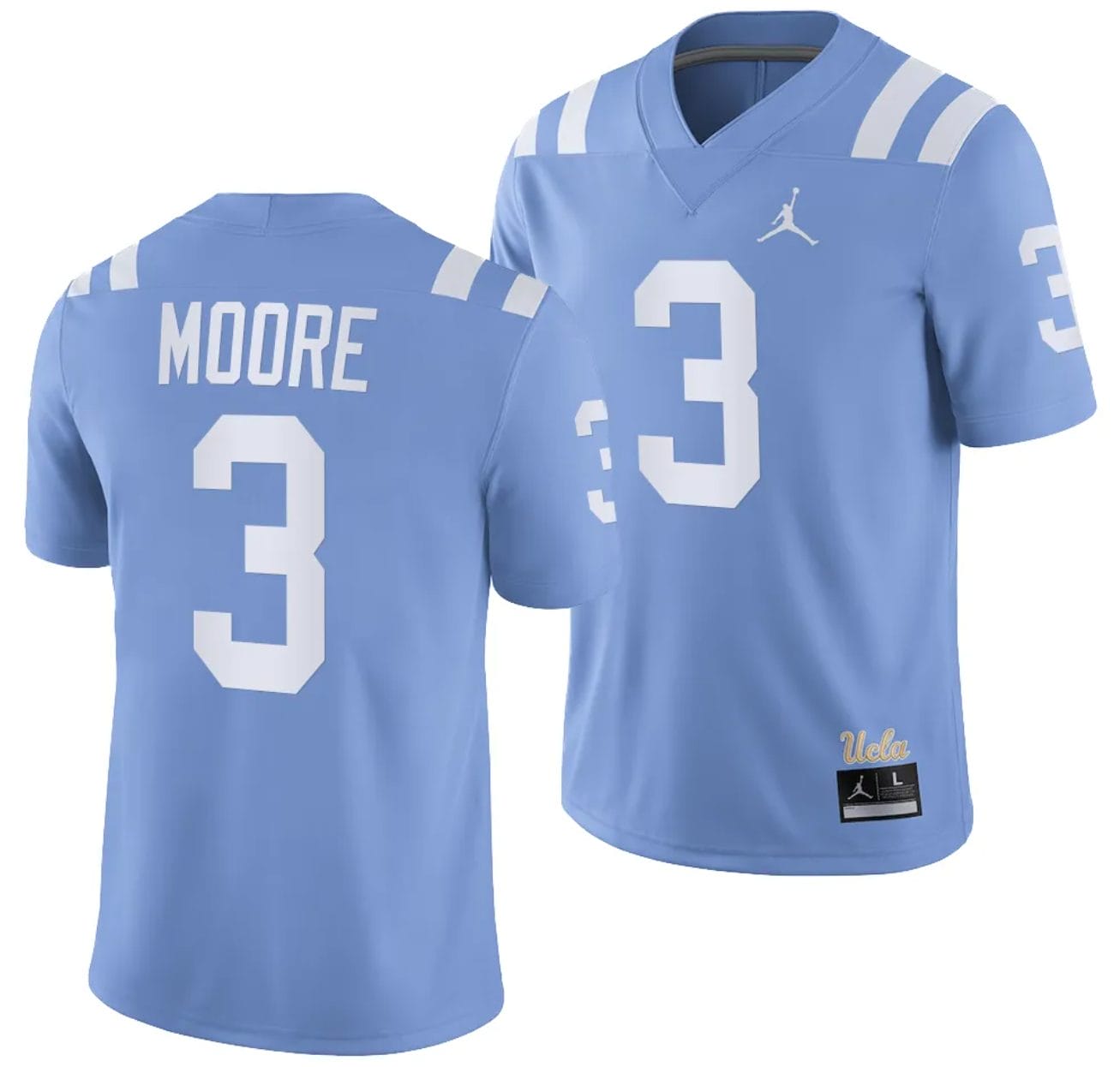 UCLA Bruins Dante Moore Jersey #3 Alternate Game Light Blue Football Uniform