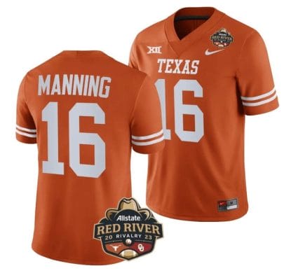 Arch Manning Jersey #16 Texas Longhorn Allstate Red River Vivalry Patch College Football Orange