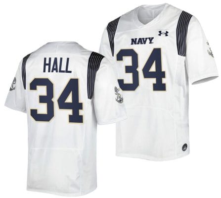 Anton Hall Jr Jersey #34 Navy Midshipmen Premier Replica College Football White