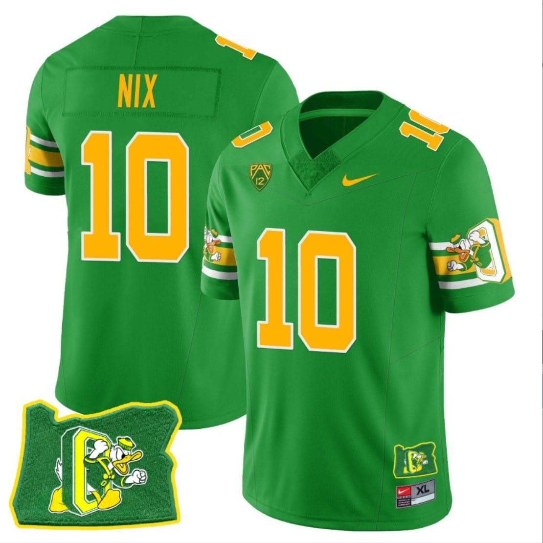 Bo Nix Jersey #10 Oregon Ducks ‘Mighty Oregon’ Throwback Football Oregon State Green