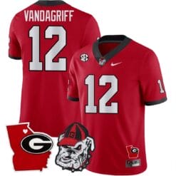 Brock Vandagriff Jersey #12 Georgia Bulldogs Georgia State Map College Football Stitched Red
