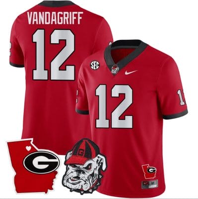 Brock Vandagriff Jersey #12 Georgia Bulldogs Georgia State Map College Football Stitched Red