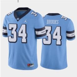 British Brooks Jersey #34 North Carolina Tar Heels College Football All Stitched Blue