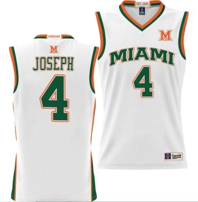 Bensley Joseph Jersey #4 Miami Hurricanes NIL College Basketball Lightweight White