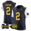 Blake Corum Jersey #2 Michigan Wolverines 1000 Wins Patch Vapor Limited Football White Sleeves