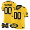 Custom Michigan Wolverines Jersey Name and Number 1000 Wins Patch Vapor College Football Maize