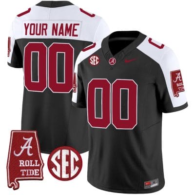 Custom Alabama Jersey Name and Number Vapor Limited Football Alabama Map Black Alternate