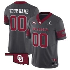 Custom Oklahoma Sooners Jersey Name and Number Vapor Limited College Football Stitched Anthracite