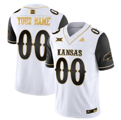 Custom Kansas Jayhawks Jersey Blackhawk Name and Number Vapor Limited Football Stitched Black Sleeves