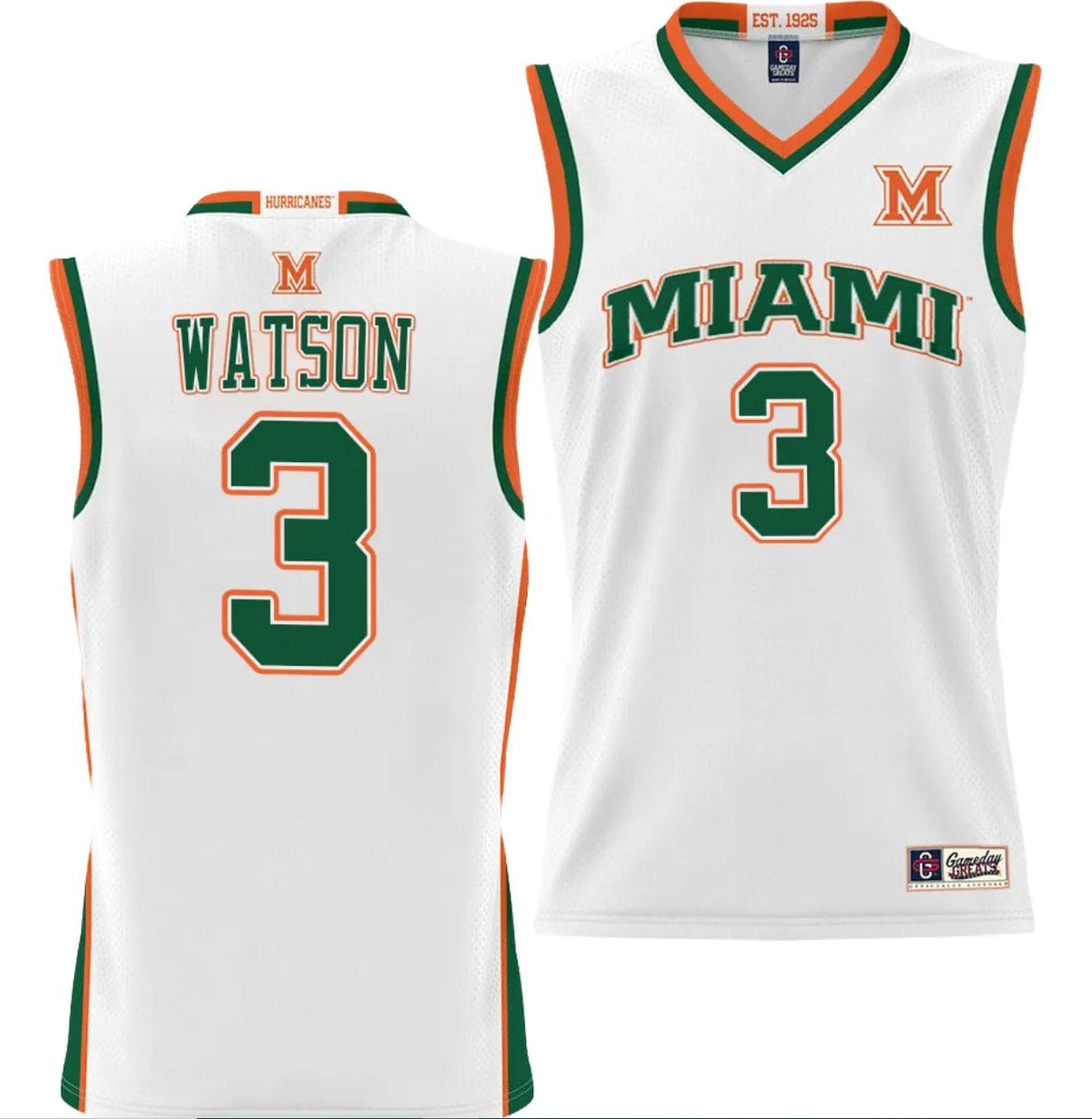 Christian Watson Jersey #3 Miami Hurricanes NIL College Basketball Lightweight White