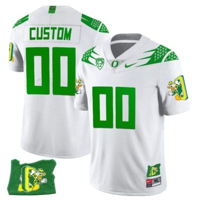 Custom Oregon Ducks Jersey Oregon State Patch Name and Number Football White