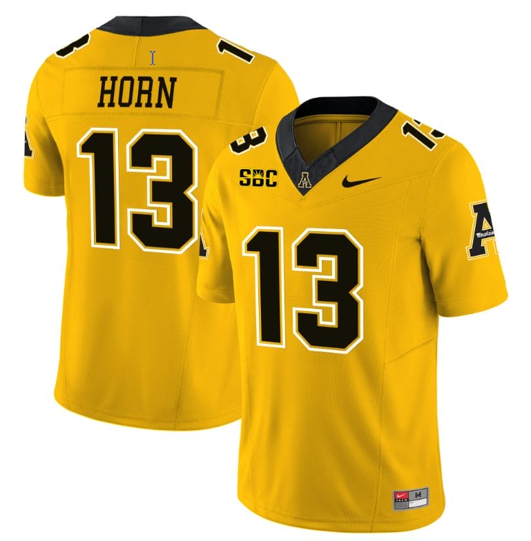 Christan Horn Jersey #13 Appalachian State Mountaineers Vapor Limited College Football Yellow