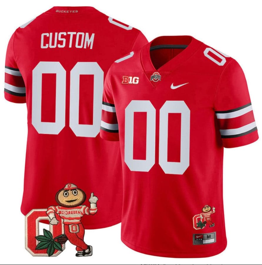 Custom Ohio State Jersey Name and Number Mascot Patch College Football Scarlet