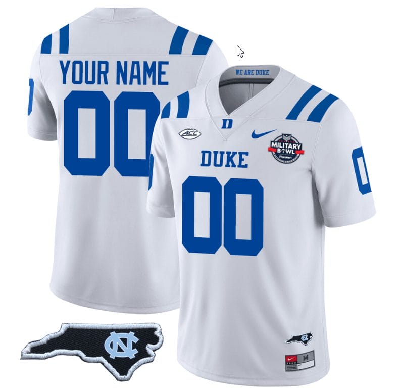 Custom Duke Blue Devils Jersey Name and Number Football Limited White NC State