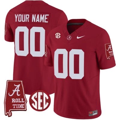 Custom Alabama Jersey Name and Number Vapor Limited Football Alabama Map Crimson