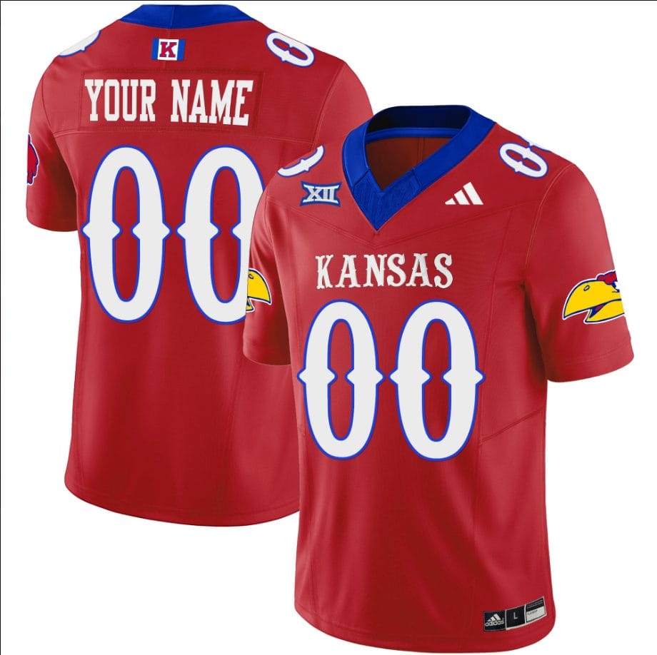 Custom Kansas Jayhawks Jersey Name and Number Vapor Limited Football Stitched Red