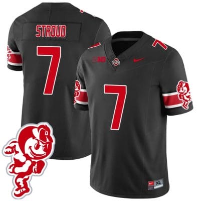 CJ Stroud Jersey #7 Ohio State Buckeyes Football 2023 Stitched Brutus Buckeye Patch Black