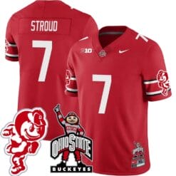 CJ Stroud Jersey #7 Ohio State Buckeyes Football Stitched Brutus Buckeye Patch Scarlet