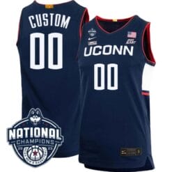 Custom UConn Huskies Jersey Name and Number 2023 National Champions College Basketball Navy