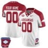 Custom Arkansas Razorback Jersey Name and Number Football The Natural State Patch White Alternate