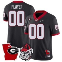 Custom Georgia Bulldogs Jersey Name and Number Georgia State Map College Football Stitched Black
