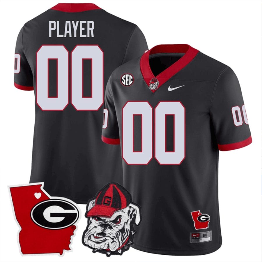 Custom Georgia Bulldogs Jersey Name and Number Georgia State Map College Football Stitched Black