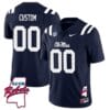Custom Ole Miss Rebels Jersey Name and Number Football All Stitched Navy Rebels Map