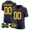 Custom Michigan Wolverines Jersey Name and Number 1000 Wins Patch Vapor College Football Navy
