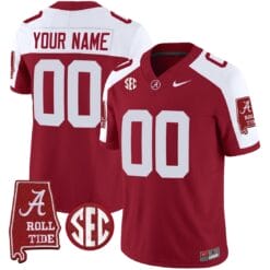Custom Alabama Jersey Name and Number Vapor Limited Football Alabama Map Crimson Alternate