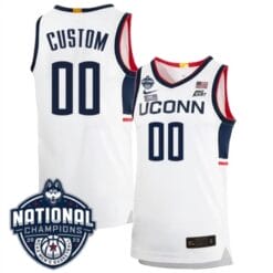 Custom UConn Huskies Jersey Name and Number 2023 National Champions College Basketball White Home