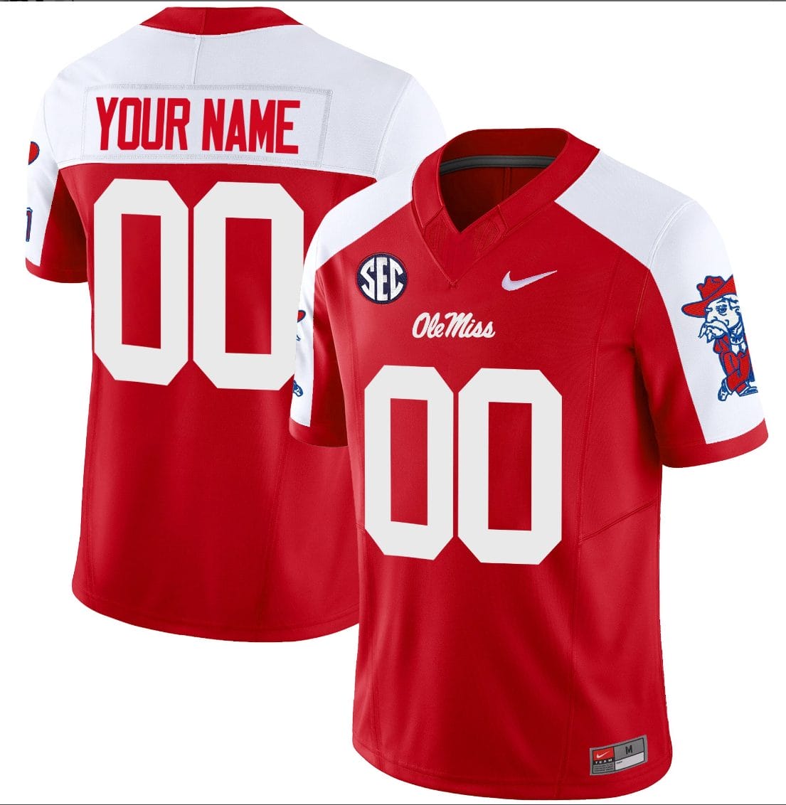Custom Ole Miss Rebels Jersey Name and Number Football Vapor Limited All Stitched Red Alternate