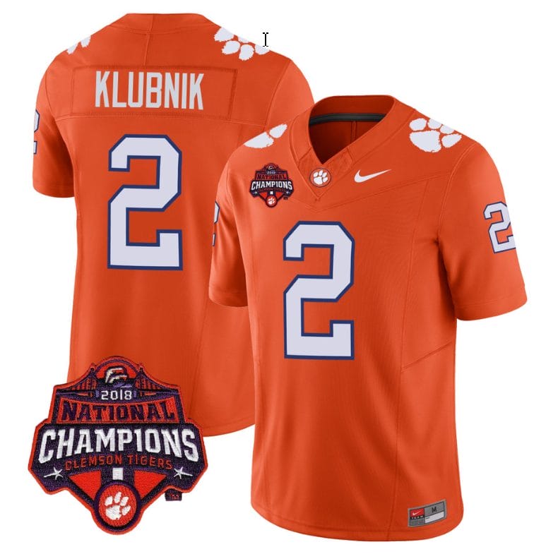 Cade Klubnik Jersey #2 Clemson Tigers Vapor Limited Champions Patch College Football Stitched Orange