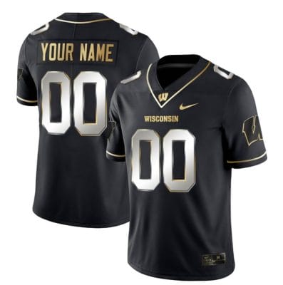 Custom Wisconsin Badgers Jersey Name and Number NCAA College Football Black Limited