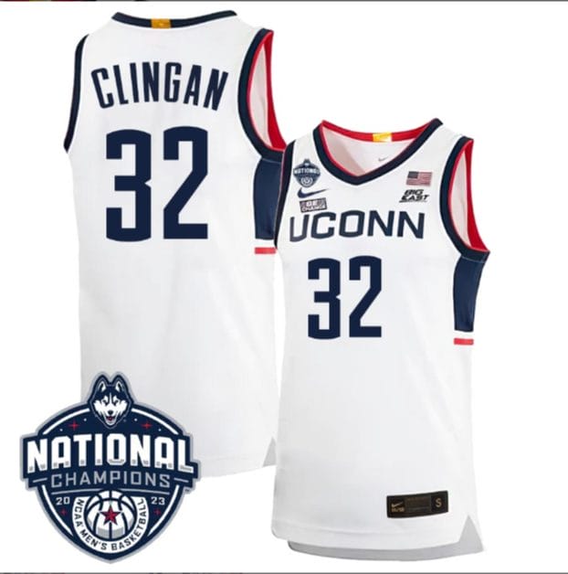 Donovan Clingan Jersey #31 UConn Huskies 2023 National Champions College Basketball White Home