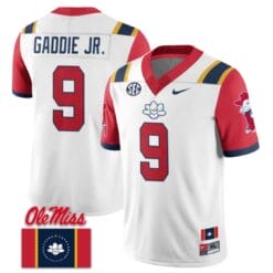 DeShawn Gaddie Jr Jersey #9 Ole Miss Rebels Football Flag Patch All Stitched White 2