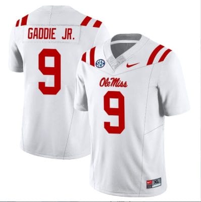 DeShawn Gaddie Jr Jersey #9 Ole Miss Rebels Football All Stitched White
