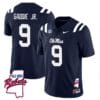 DeShawn Gaddie Jr Jersey #9 Ole Miss Rebels Football Ole Map All Stitched Navy