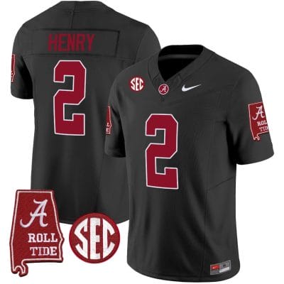 Derrick Henry Jersey #2 Alabama Crimson Tide Vapor Limited Football Alabama Map Black