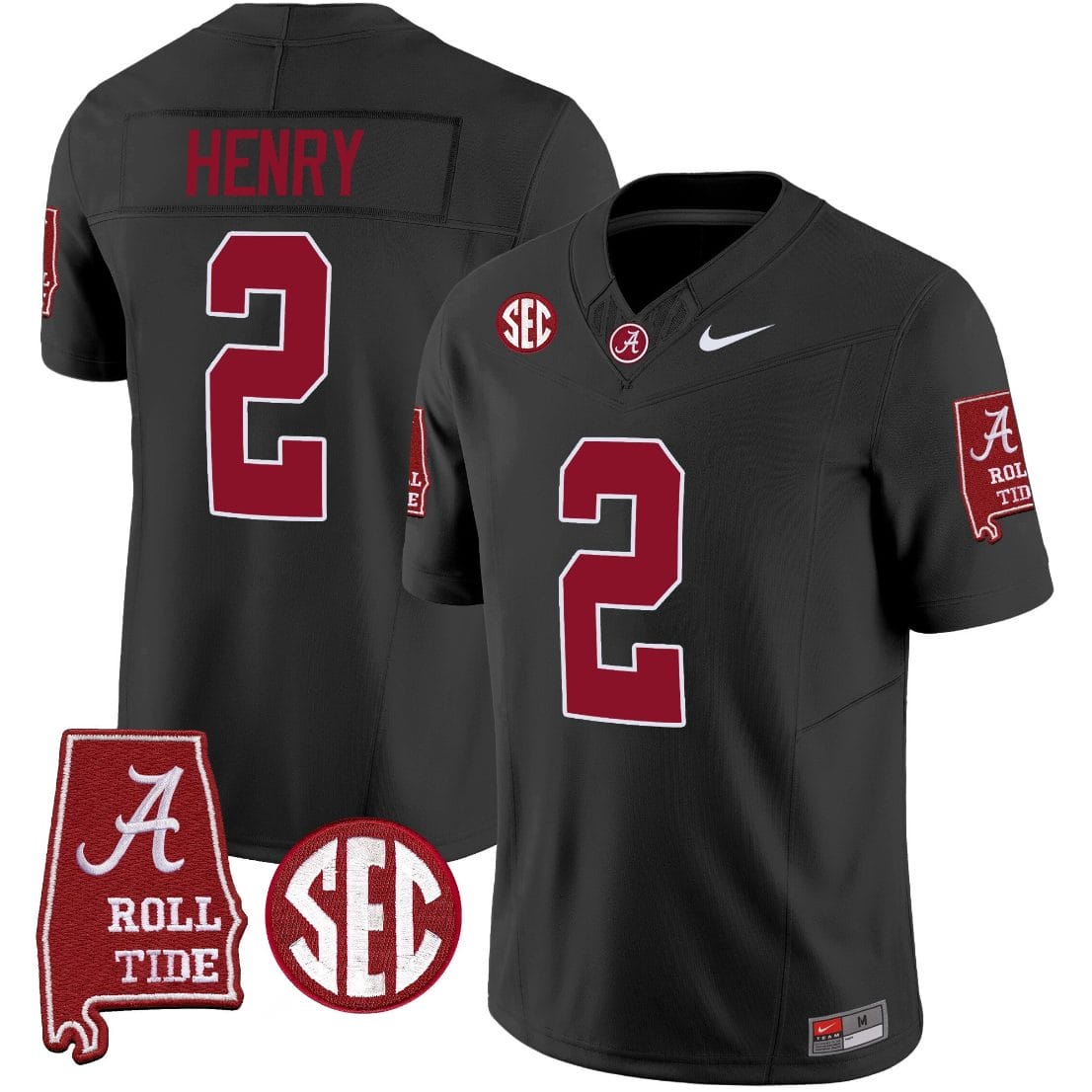 Derrick Henry Jersey #2 Alabama Crimson Tide Vapor Limited Football Alabama Map Black
