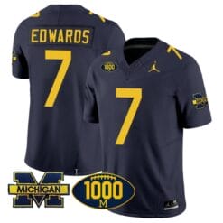Donovan Edwards Jersey #7 Michigan Wolverines 1000 Wins Patch Vapor Limited Football Navy